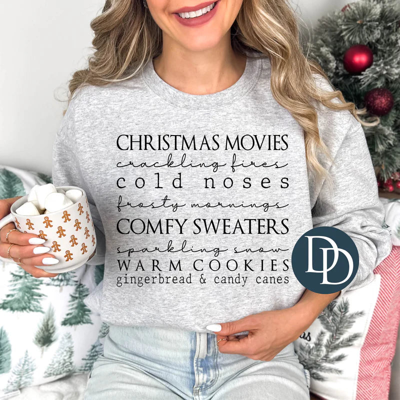 Christmas Movies Crackling Fires List Crewneck