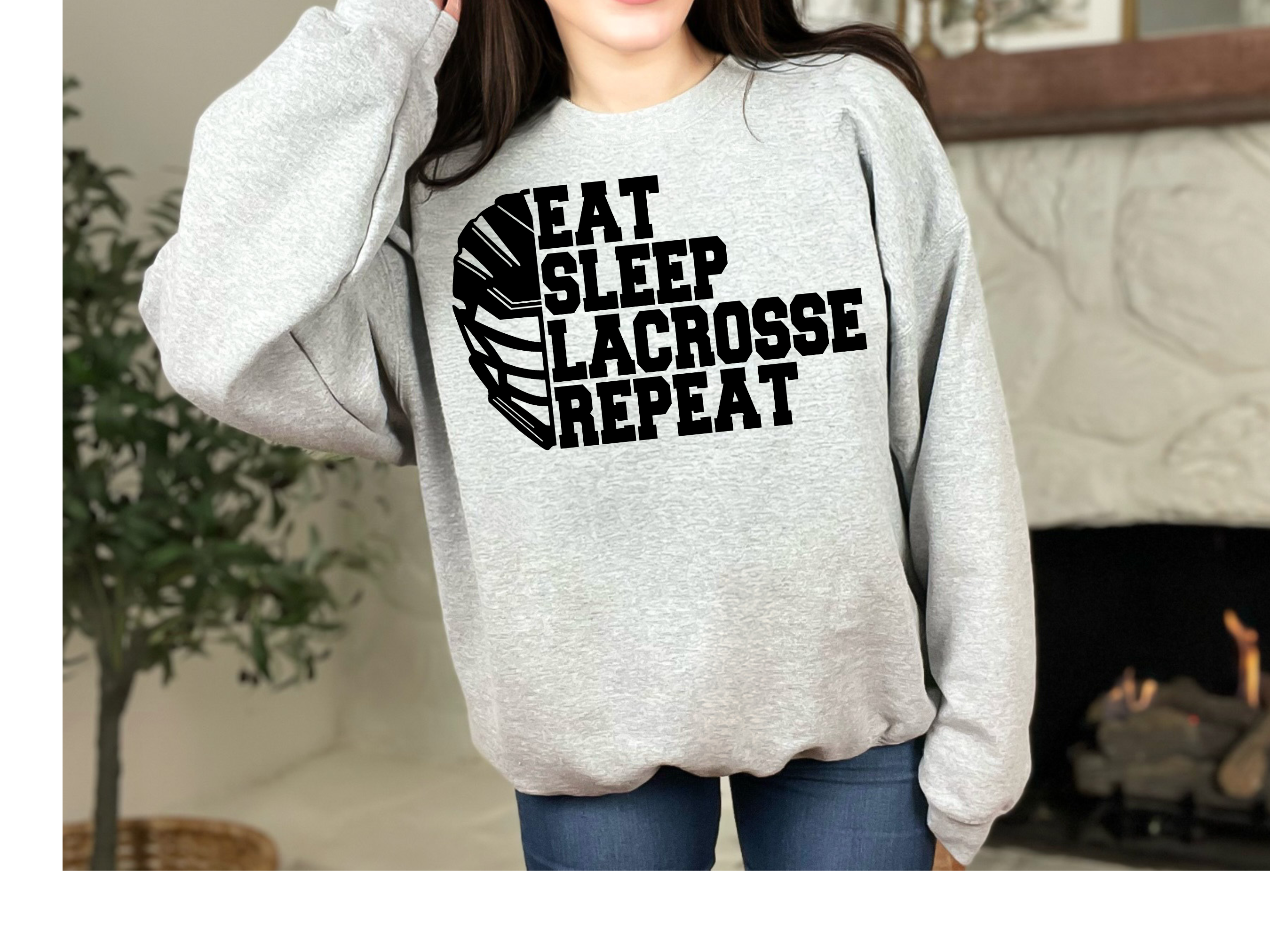 Eat Sleep Lacrosse Repeat Crewneck
