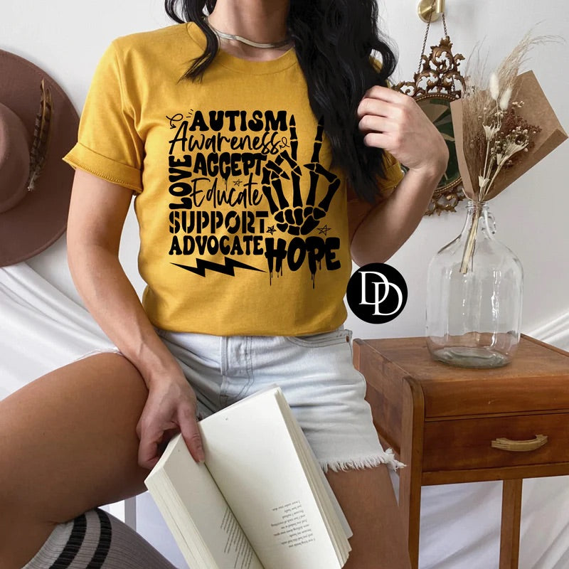 Autism Awareness Skelly Hand Tee