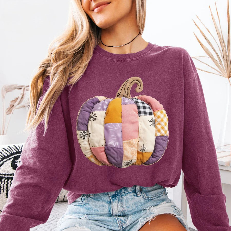 Patchwork Faux Puffy Long Sleeved Tee