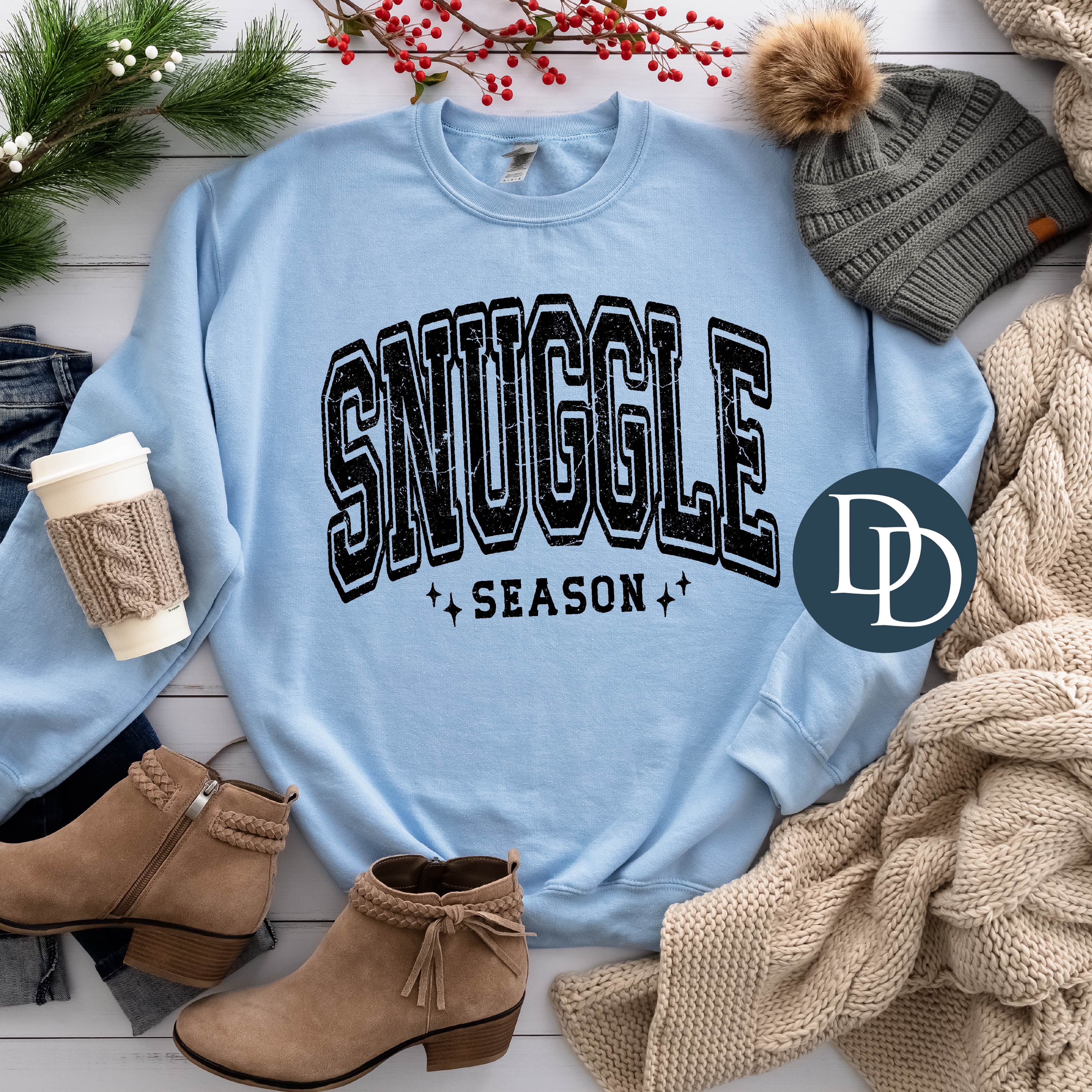 Snuggle Season Distressed Crewneck