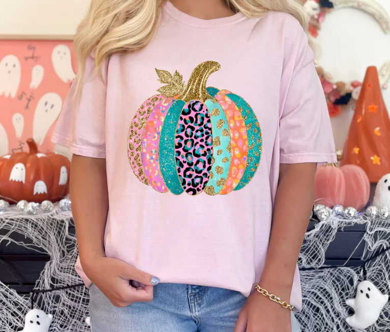 Faux Glitter Pumpkin Tee