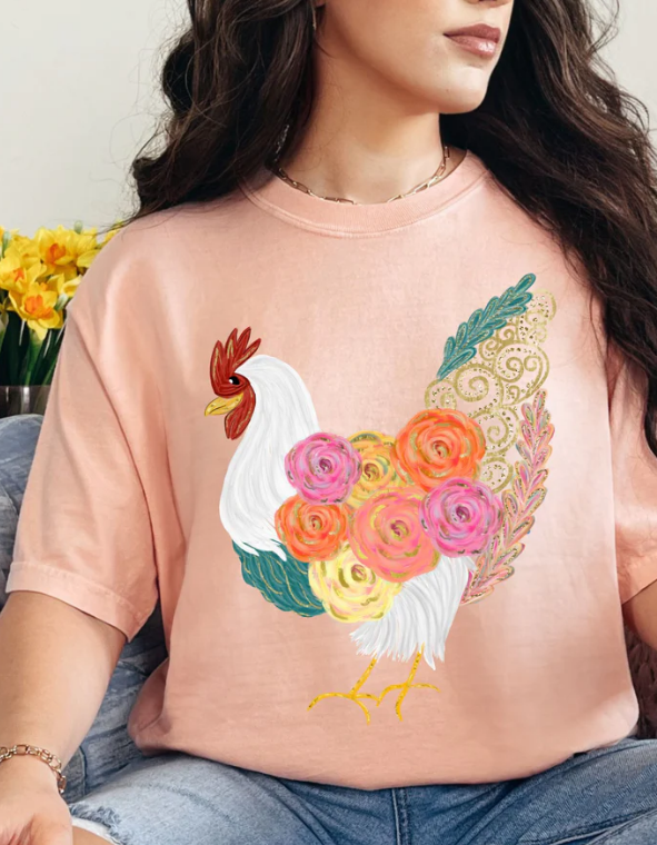 Floral Chicken Tee